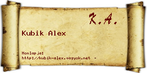 Kubik Alex névjegykártya